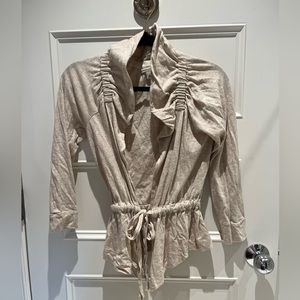 Banana Republic Ruffle Neck Tie Waist Cardigan